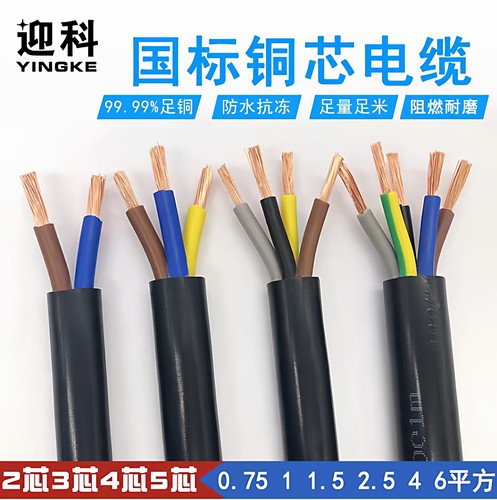 迎科国标纯铜RVV护套线电源线