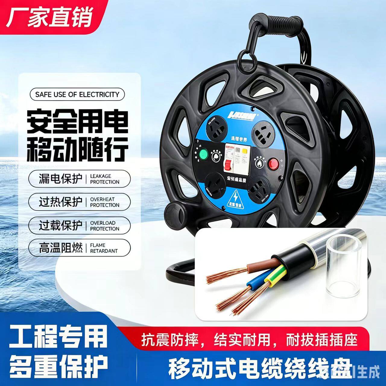 铜线盘移动电缆盘电线绕线滚子拖