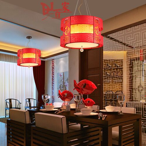 现代中式吊灯酒店包厢羊皮灯笼餐厅灯酒店大厅铁艺圆形复古灯具