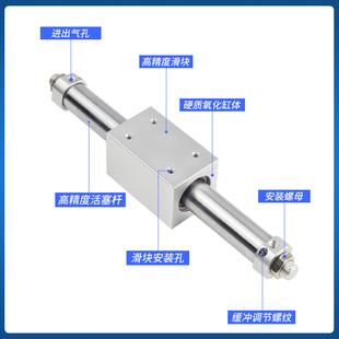 无杆气缸RMS10 300气缓冲长行程 100 200 亚德客型磁偶式