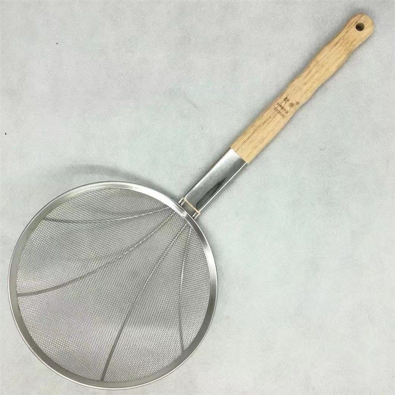12目木柄大漏线漏炸密t喱过滤网捞面渣捞漏勺钢丝网厘笊篱细网