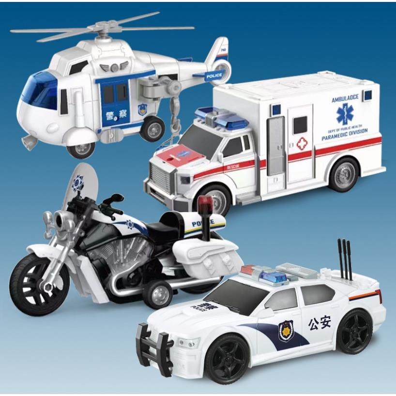 文艺500-4儿童惯性警车救护车玩具飞机摩托男孩玩具车声光模型车