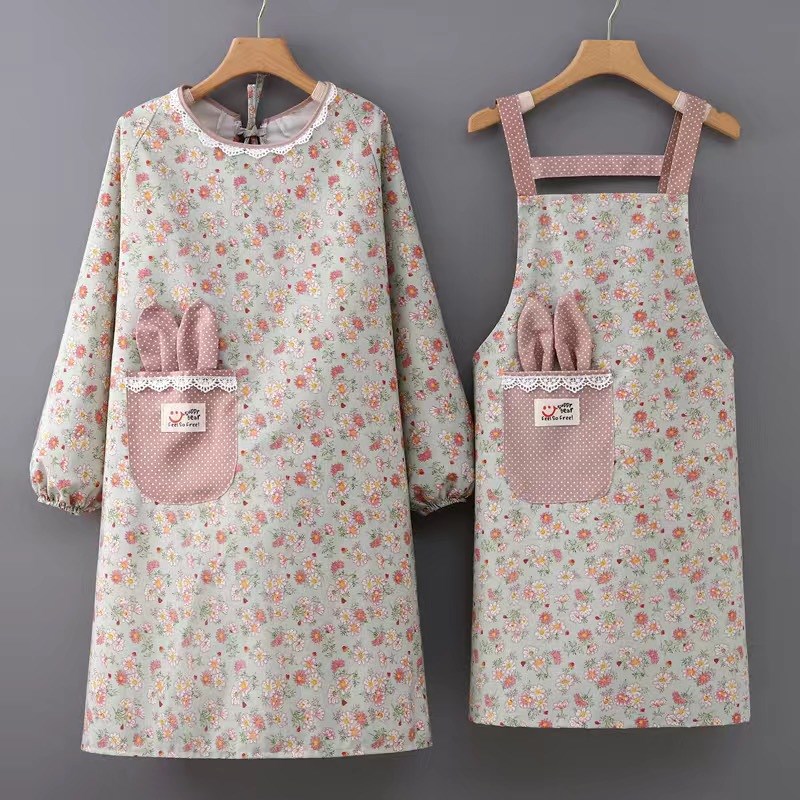 长袖帆布围裙厨房家用o2024新款女做饭防水防油污透气工作服围腰