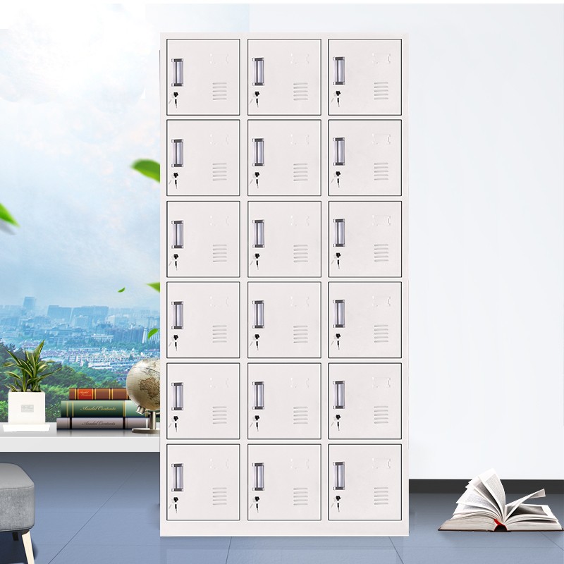 新款十八门钢制更衣柜员t工铁皮职工储物柜带锁存包柜鞋柜多门柜