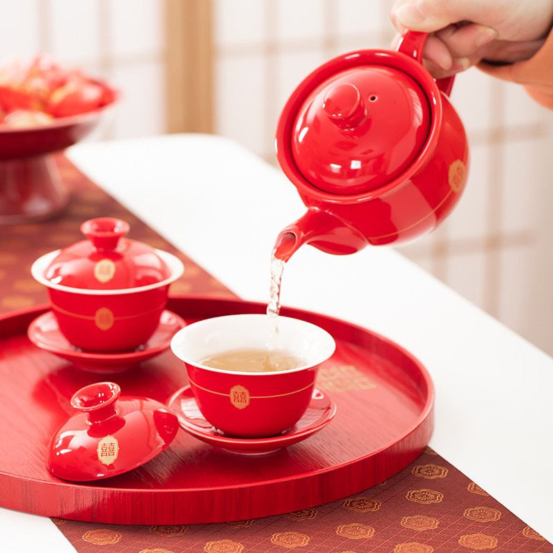 中式结婚改口敬茶杯喜碗四个茶碗筷套装新人喜庆红色盖碗两对陶瓷,节庆用品/礼品,喜碗/敬茶杯,淘宝优惠券,粉丝福利购,淘宝优惠卷