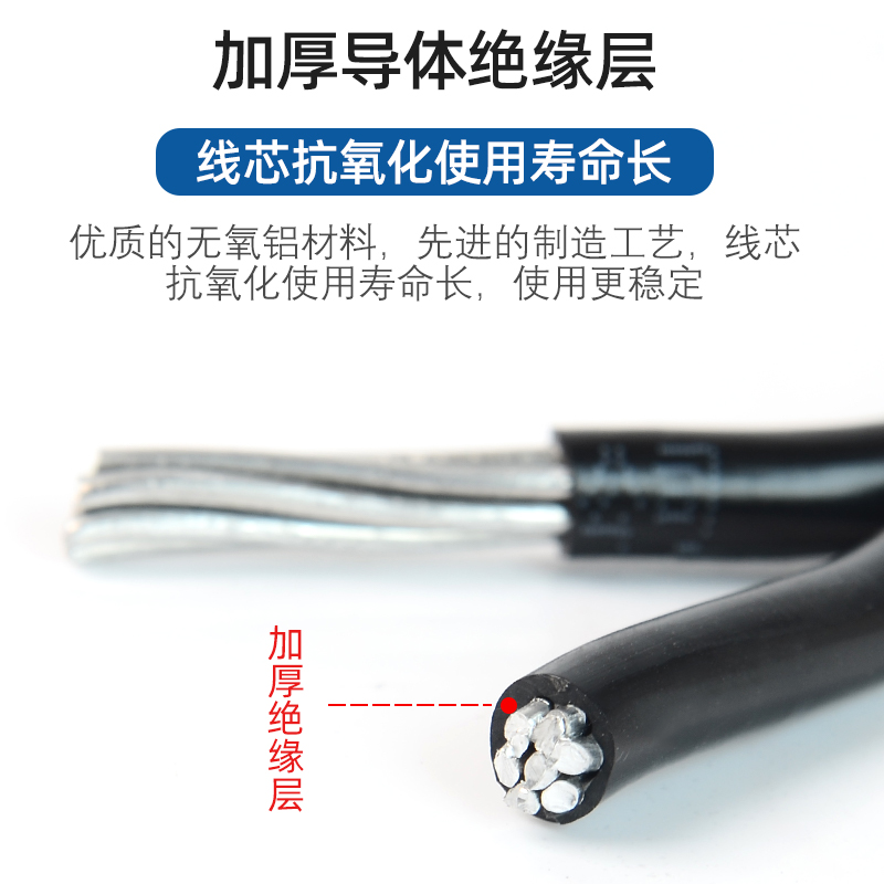 国标铝线2芯家用户外4o/6/10/16/25平双芯铝护套线防老化电缆线