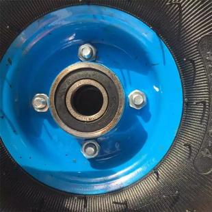 10寸充气轮 350-4打气轮子 老虎车轮胎 两轮连轴拉车轮 优质加厚