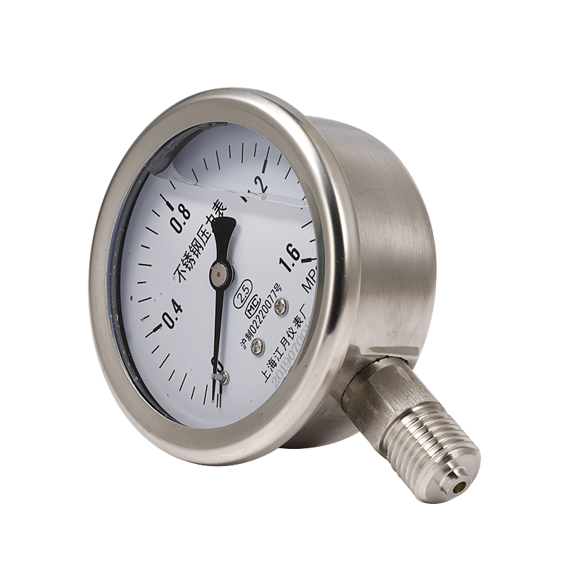 YN60BF不锈钢耐震压力表径向型油压水E压表1.6MPA氧气氩气表真空