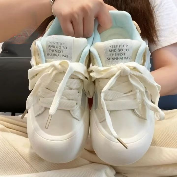 赵露思同款甜美厚底小白鞋