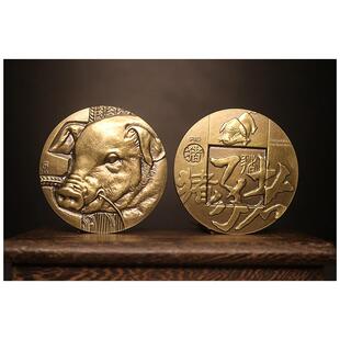 上海造币厂十二生肖纪念章罗永辉高浮雕工艺60mm猪年大铜章