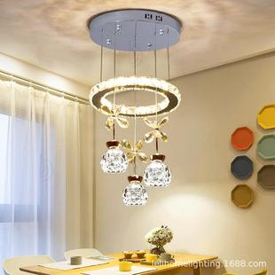 餐厅吊灯现代简约餐桌饭厅灯家用创意个性led水晶灯具餐厅灯110V