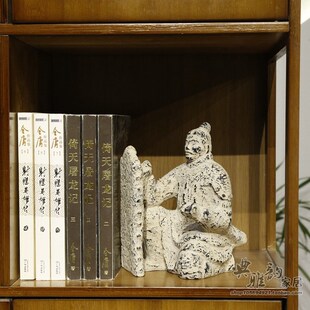 中式办古典仿公用品书靠书档书夹书志杂架资料架秦俑书立树脂摆件
