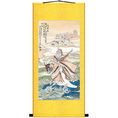 画果老画像 倒骑驴凡事回头看 饰仙过海人物装八张 丝绸卷轴挂画