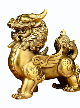纯黄铜公走貔貅只进不出家居装饰工艺品客室办站厅中式吉祥物摆件