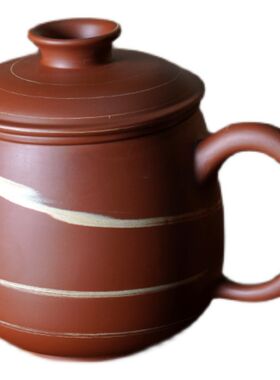 荣昌陶绞纹茶分办公盖杯带非滤内胆双层杯茶水杯离泡茶杯过紫砂杯