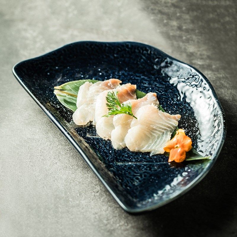 半圆形不规则平盘陶瓷盘小吃点心盘日式料理寿司盘甜品蛋糕烤肉盘