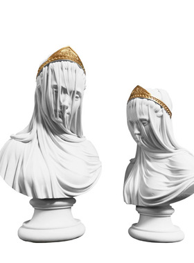 欧式人物砂岩雕塑摆件样板房间酒店卧室客厅少女丘比特头像装饰品