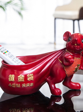 中式个性放钥匙的收纳盒桌面装饰品生肖招财老鼠玄关创意门口摆件