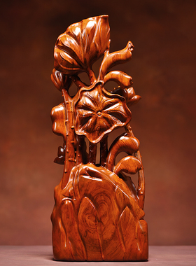 荷花摆件一路连升客厅玄关饰品办公桌面招财高档乔迁新居开业礼物