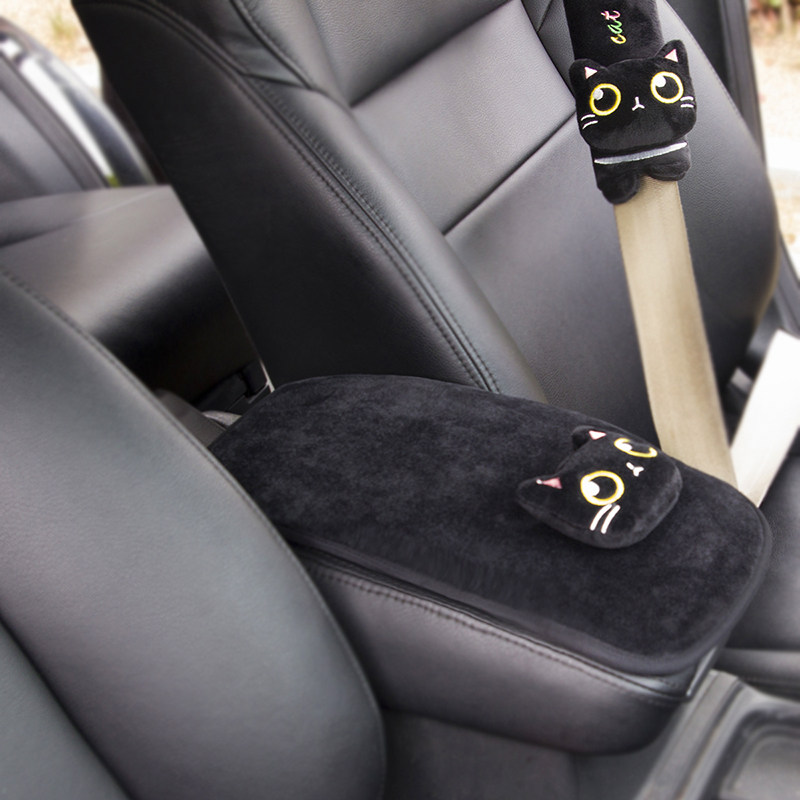 可爱除甲醛汽车头枕黑猫护颈枕车载腰枕靠垫汽车内饰用品车用枕头