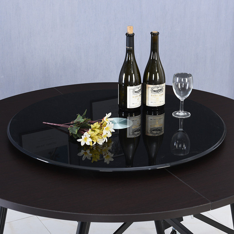 餐桌钢化玻璃转盘家用黑色白色烤漆转台酒店旋转圆形玻璃饭桌台面