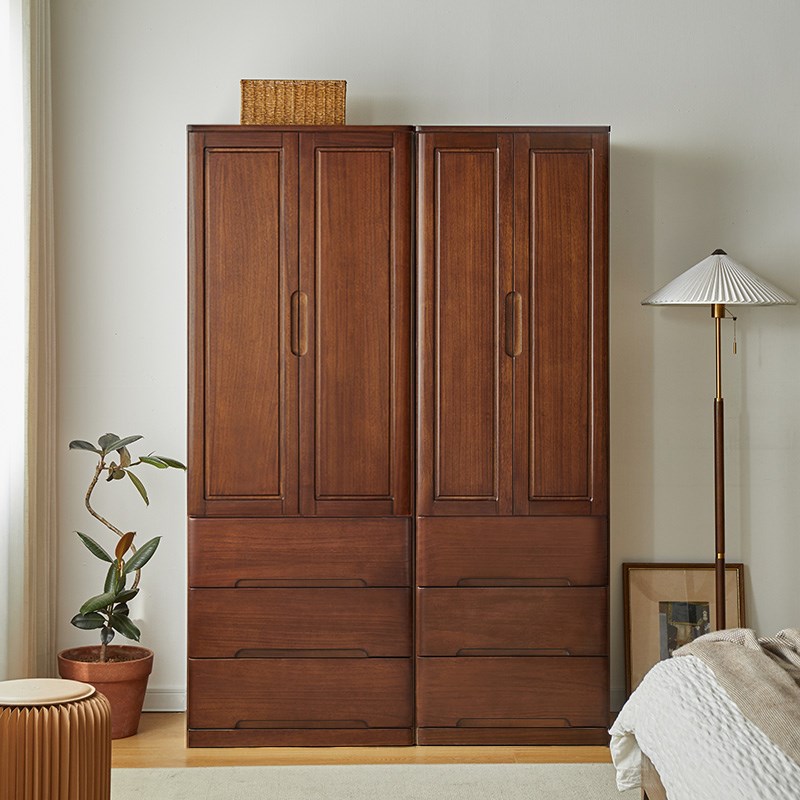 实木衣柜卧室家用小户型收纳柜儿童衣橱储物柜简易立式窄款挂衣柜