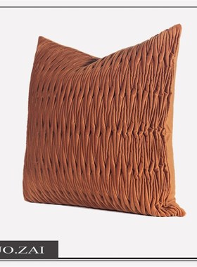 简约现代沙发抱枕靠枕床头靠垫靠包办公室腰靠桔橙色绗棉绣花方枕