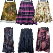 古着vintageA13复古印花拼接半身裙女百搭A字款 蛋糕裙层次感半裙