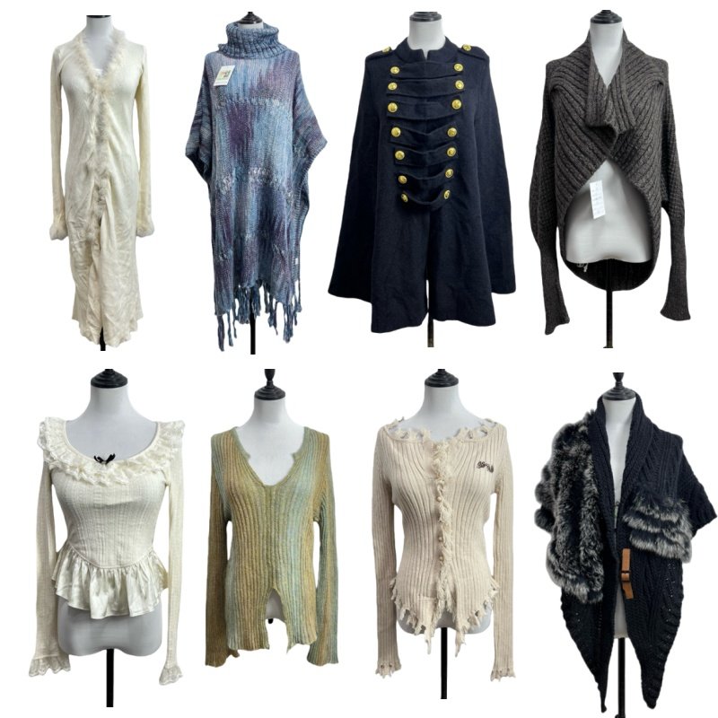 古着vintageM3海淘高级感流苏斗篷毛衣女秋冬宽松慵懒风针织衫