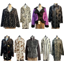 vintage古着D25人造皮草大衣女秋冬翻领长款保暖高级感亚比外套