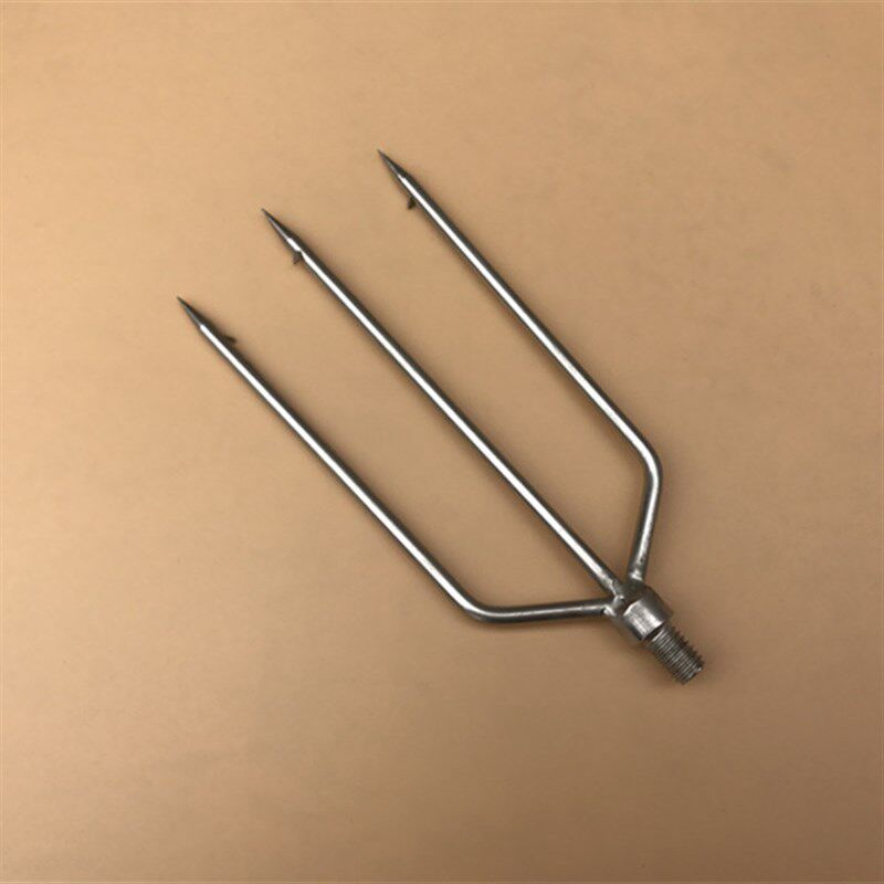 不锈钢7齿圆尖排叉鱼叉头 8mm螺口v形渔插有倒刺垂钓平叉不带杆子