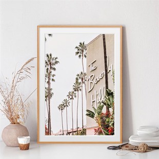 加州旅行摄影艺术挂画比弗利山庄酒店建筑风景装饰画墙壁画