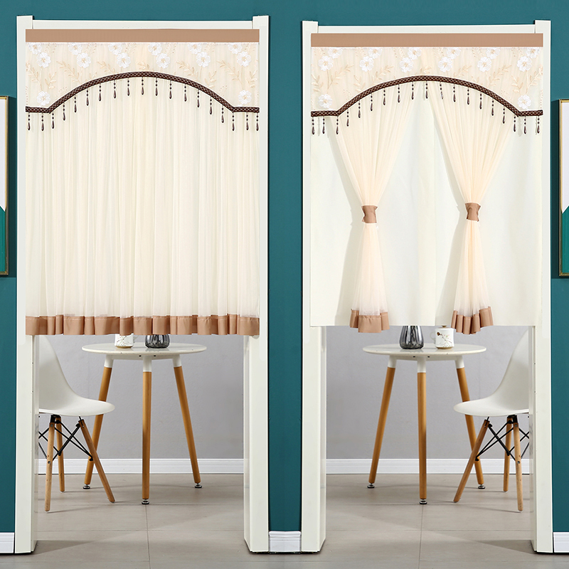 清新纯色门帘遮挡隐私短帘u卧室玄关阳台隔断半帘小窗帘订制免打