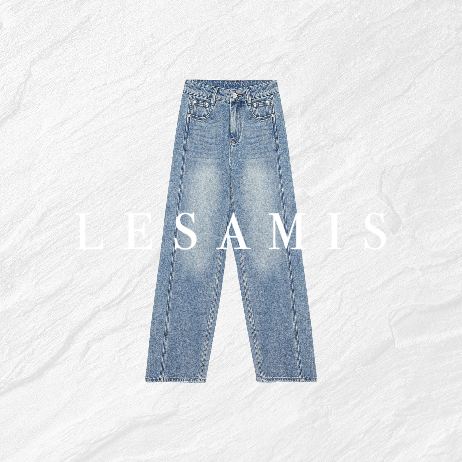 LESAMIS·「冰河蓝之夏」高级感显瘦直筒牛仔裤7620262
