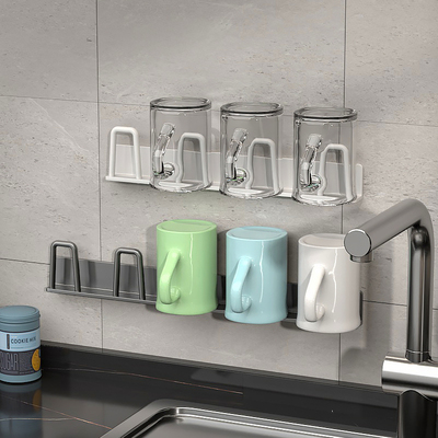 刷牙漱口杯收纳置物架壁挂墙上啤酒杯架倒挂家用扎啤挂架悬挂沥水
