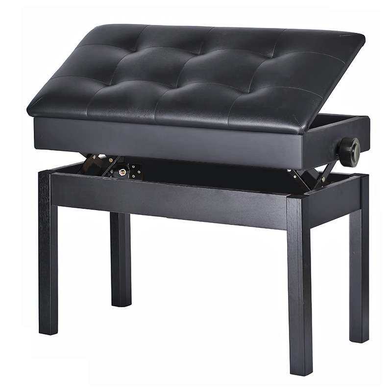 厂家单人钢琴凳可升降高度实木琴凳PU皮革面带书箱收纳通用乐器凳