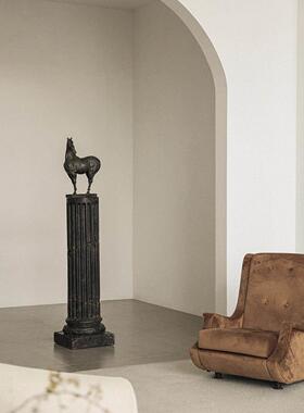 戊际马雕塑台摆件酒店玄关法式复古罗马柱子服装店感落地底座