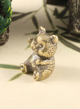 黄铜摆件网红大熊猫花花周边桌宠摆件仿古玩铜工艺品收藏工厂