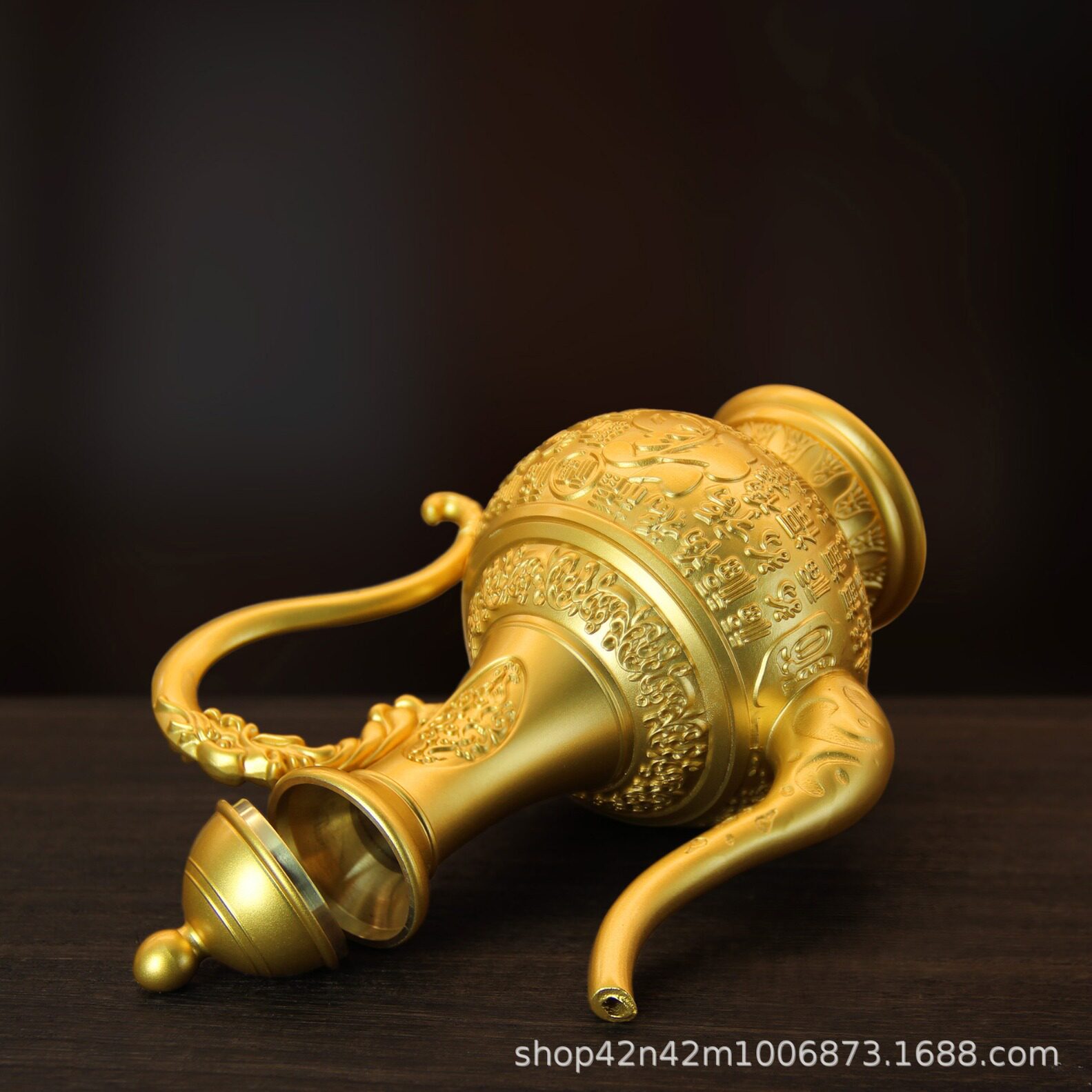 黄铜轻奢高档家居摆件御用百福高酒壶浮雕酒壶工艺品 一件代发