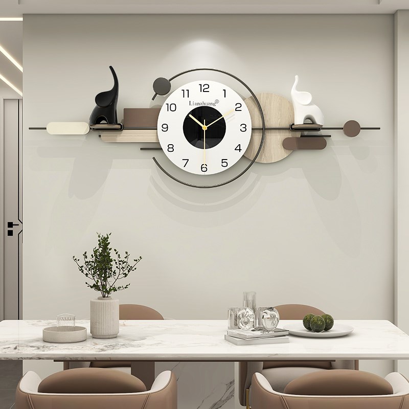 钟表客厅挂钟2025新款简约现代家用时尚餐桌挂表横款X创意时钟挂