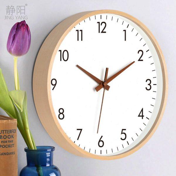 时钟客厅挂式实木质挂钟北欧风个性创意时尚摆件免打孔装饰钟餐厅
