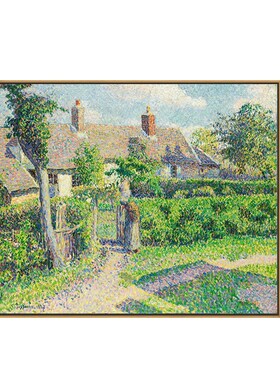 农舍 毕沙罗景刷喷绘建筑画客厅画室沙发背景装饰卧风印挂画壁画