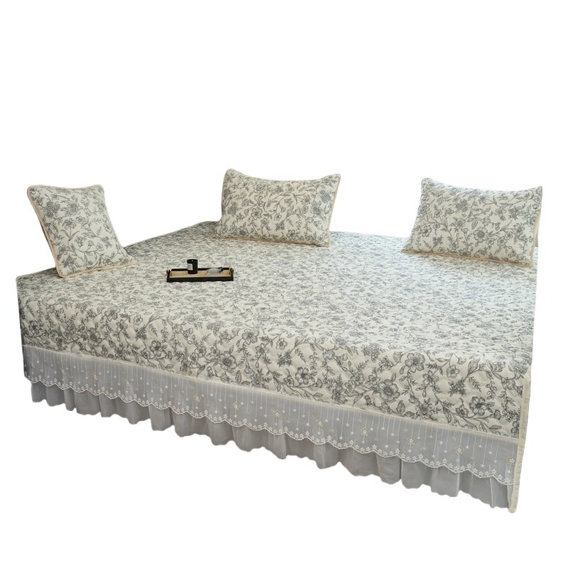 定制榻榻米床盖磨毛田园风炕盖带裙边2024新款夹棉床单大尺寸