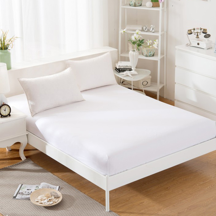 酒店新款纯白色宾馆床罩固定床垫套保护套单件防滑防尘床笠款定制