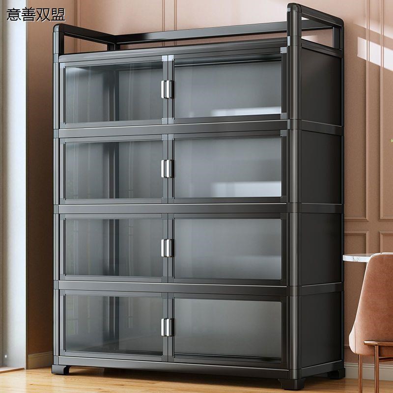 厨房置物架多功能落地碗柜家用微波炉烤箱橱柜P收纳柜餐边柜碗碟