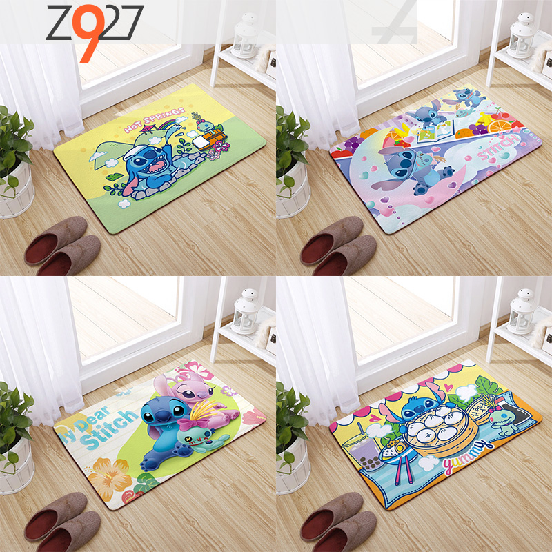 新款可爱卡通g史迪仔地垫客厅厨房浴室门口防滑垫法兰绒舒适地毯