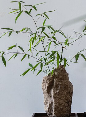 Wabi-Sabi风格仿石花瓶饰w品创意水泥花筒装饰艺术复古禅意绿色植