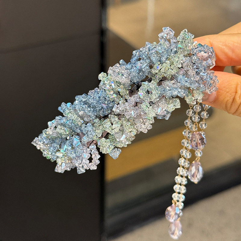韩版重工梦幻满天星发卡轻奢手工晶石弹簧夹甜美侧边流苏边夹女,饰品/流行首饰/时尚饰品新,民族风发饰,淘宝优惠券,粉丝福利购,淘宝优惠卷