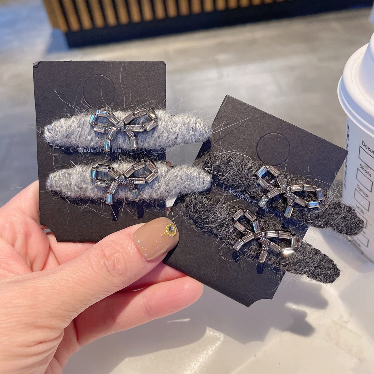 轻奢爆闪水钻蝴蝶结毛线鸭嘴夹一字夹精致感百搭刘海夹侧边夹发夹,饰品/流行首饰/时尚饰品新,民族风发饰,淘宝优惠券,粉丝福利购,淘宝优惠卷