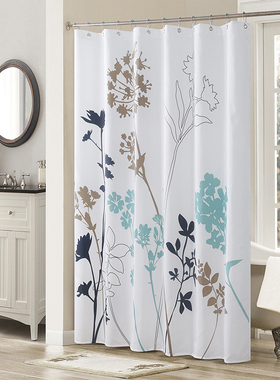 欧式特惠清新白色田园风涤纶w布料加厚防水防霉浴室窗帘隔断帘浴